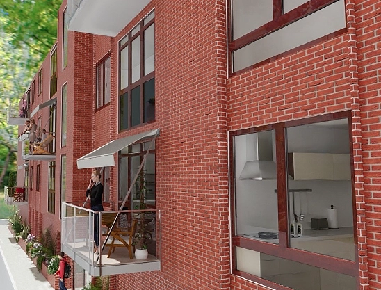 Detalle de salón en vivienda en Getxo en render 3D